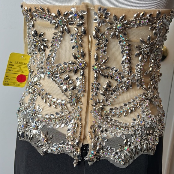 Faviana Glamour Rhinestone Nude Black Dress Gown Prom Wedding Formal NWT 8 - Picture 9 of 13